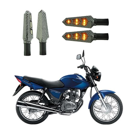 Imagem de KIT 4 Luz Seta Esportiva Pisca Led de Carbono Modelo P03 Moto Honda CG 150 TITAN ES 2016 2017 2018 2019 2020 2021