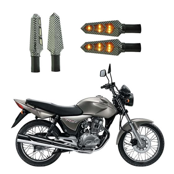 Imagem de KIT 4 Luz Seta Esportiva Pisca Led de Carbono Modelo P03 Moto Honda CG 150 TITAN ESD 2010 2011 2012 2013 2014 2015