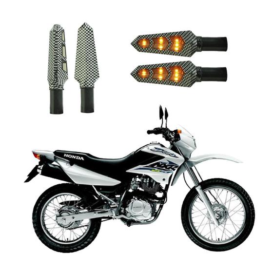 Imagem de KIT 4 Luz Seta Esportiva Pisca Led de Carbono Modelo P03 Moto Honda NXR 125 BROS KS 2016 2017 2018 2019 2020 2021