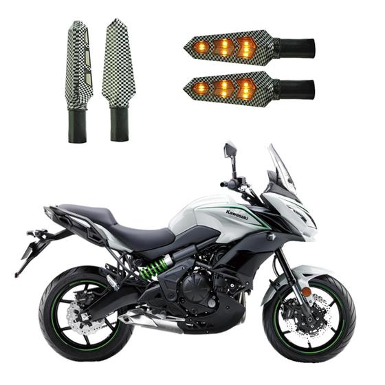 Imagem de KIT 4 Luz Seta Esportiva Pisca Led de Carbono Modelo P03 Moto VERSYS 650cc Ano 2016 2017 2018 2019 2020 2021