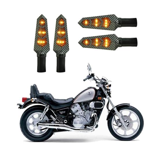 Imagem de KIT 4 Luz Seta Esportiva Pisca Led de Carbono Modelo P03 Moto VULCAN 750CC 1995 1996 1997 1998