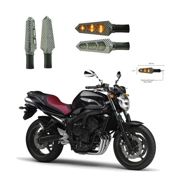 Imagem de KIT 4 Luz Seta Esportiva Pisca Led de Carbono Modelo P03 para Moto FAZER 600 FZ 6S 2016 2017 2018201920202021