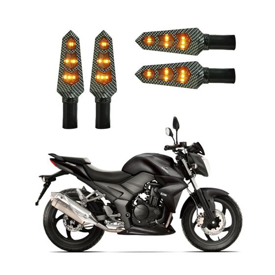 Imagem de KIT 4 Luz Seta Esportiva Universal Pisca Led de Carbono Modelo P03C Moto DAFRA NEXT 250 2014 2015 2016 2017