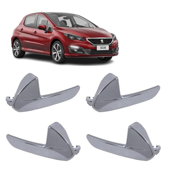 Imagem de Kit 4 Maçaneta Interna Gatilho Porta Peugeot 308 2017 A 2021 - UN / 4