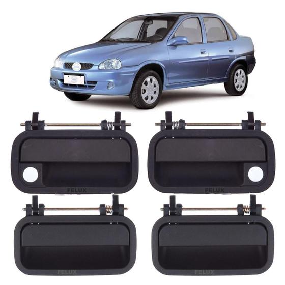 Imagem de Kit 4 Maçanetas Externa Corsa Sedan Classic 1996-2004 Preta