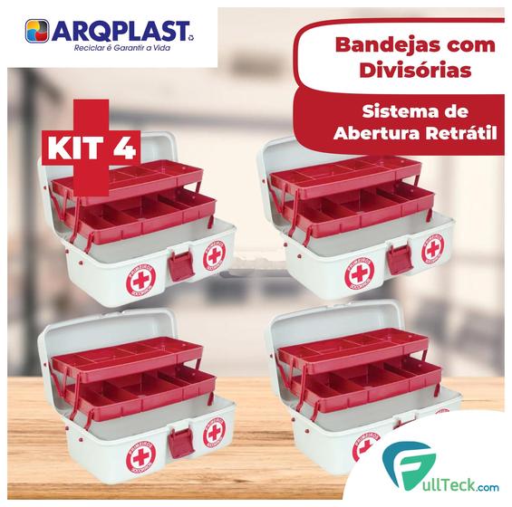 Imagem de Kit 4 Maleta Caixas Primeiros Socorros Medicamentos Arqplast