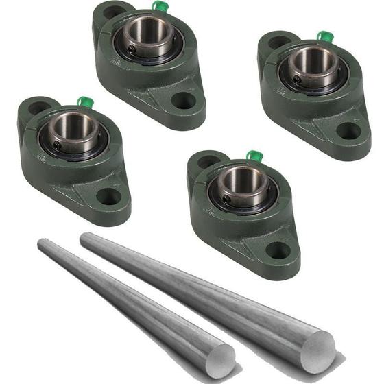 Imagem de Kit 4 Mancal Oval Rolamento Ucfl206 Com 2 Eixo 30Mm500Mm