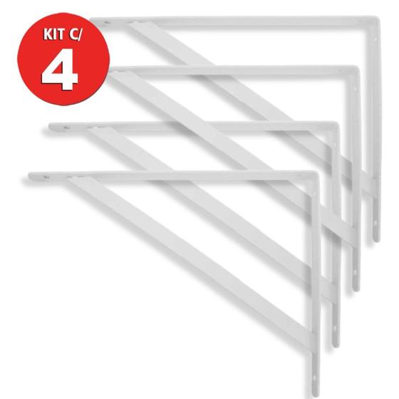 Imagem de Kit 4 Mão Francesa 20cm Branco Beltools