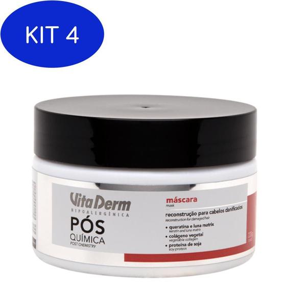 Kit 4 Máscara Pós Química 220G Vita Derm Máscara Capilar Magazine Luiza