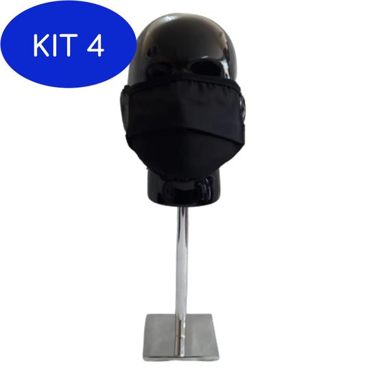 Imagem de Kit 4 Mascara Preta Básica Tecido 10 Unidades