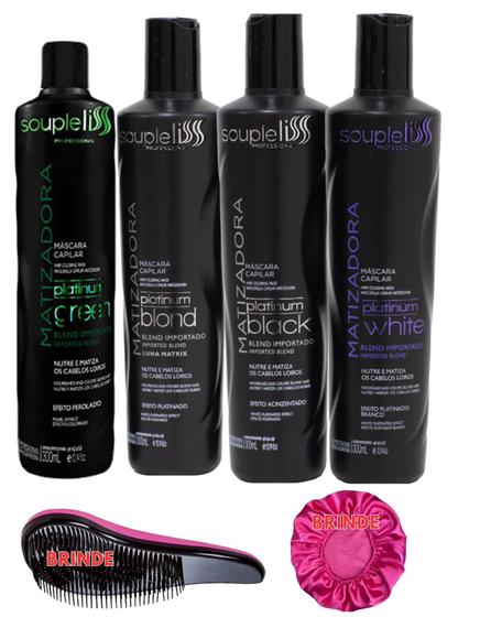 Imagem de Kit 4 Mascaras Matizadores Souple Liss - (White, Blond, Black, Green) 300ml