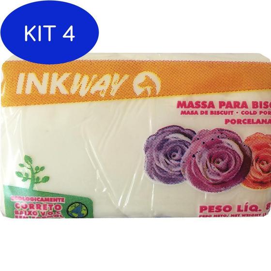 Imagem de Kit 4 Massa Biscuit Branco Inkway 400 Gr