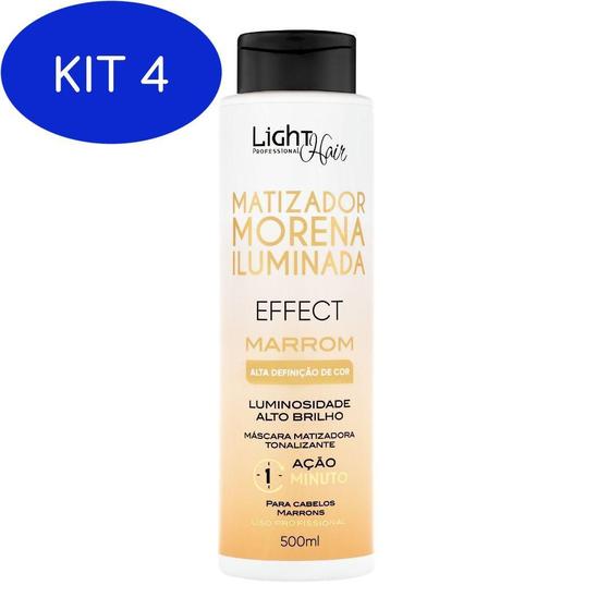 Kit 4 Matizadora Morena Iluminada 4K - 500Ml - Light Hair - Matizador ...