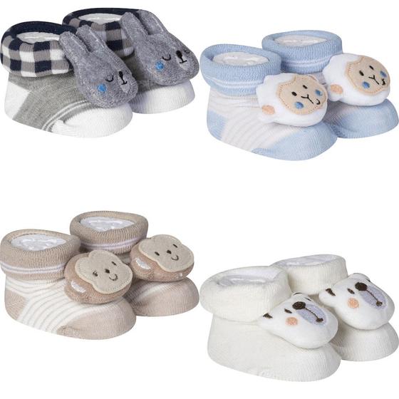 Imagem de Kit 4 Meias Pantufa Bebê Recém Nascido Menino