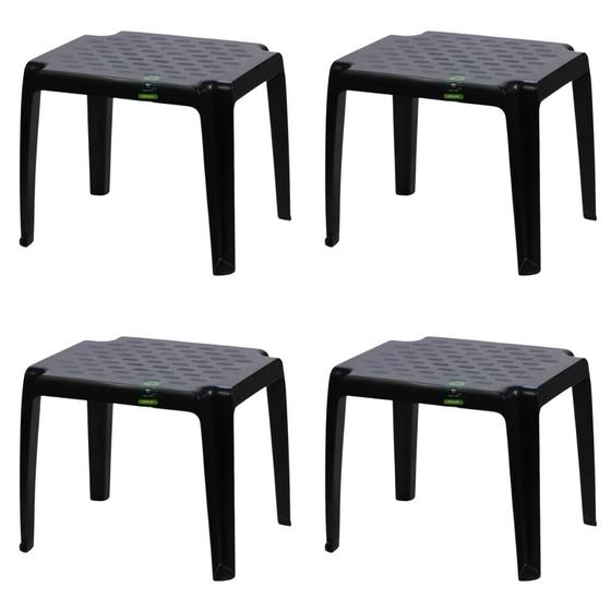 Imagem de Kit 4 Mesa Quadrada Retangular Plástica Bistrô Compacta 47x46x55cm New Plastic Multiuso Área Lazer Pequena