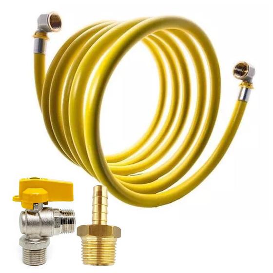 Imagem de Kit 4 Metros Tubo Gas Pex 2 Cotovelos 1 Registro 1 Bico