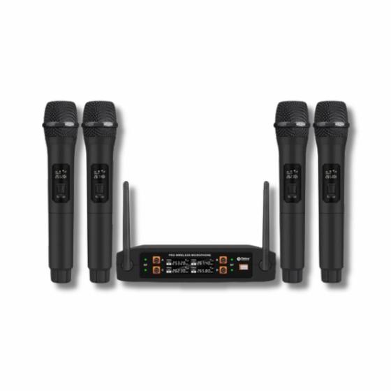 Imagem de Kit 4 Microfone Sem Fio Profissional Uhf Led Com Receptor Ec