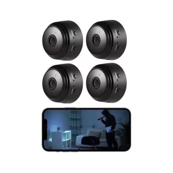 Imagem de  Kit 4 Mini Câmera Espiã Wifi Com Escuta Original Discreta