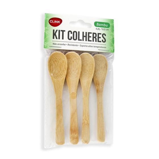 Imagem de Kit 4 mini colheres bambu clink 9,5cm