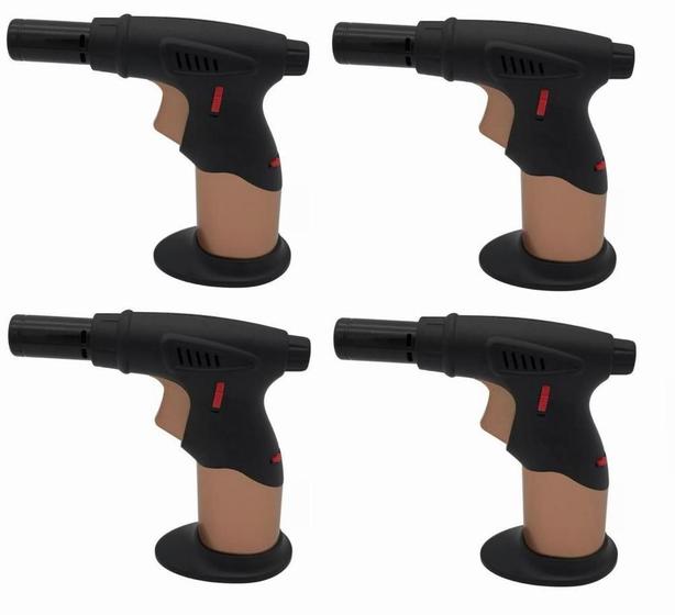 Imagem de Kit 4 Mini Maçarico Gás Automático Portátil Regulagem Dourado