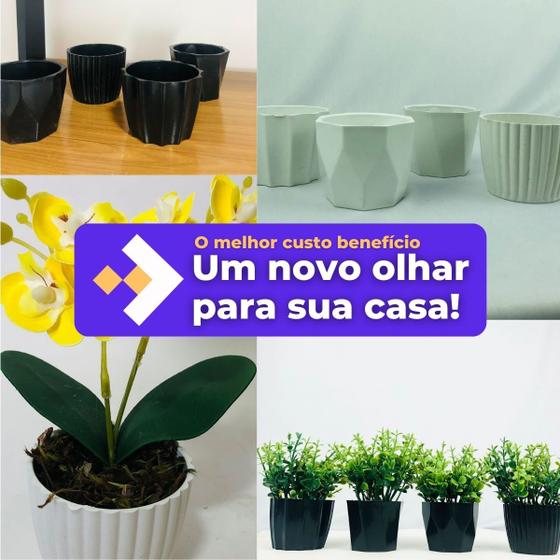 Imagem de kit 4 mini vasos texturados para cactos,suculentas e plantas pequenas Tam:5,5x6,5