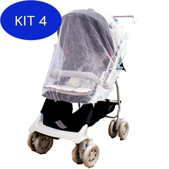 Imagem de Kit 4 Mosquiteiro Para Carrinho De Bebê - Azul