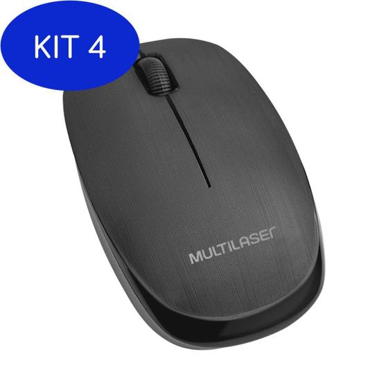 Imagem de Kit 4 Mouse S/ Fio Multilaser Mo251 Preto Sensor De Alta