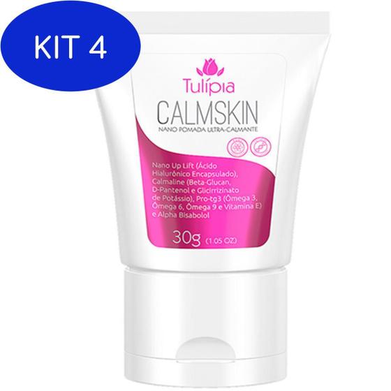 Kit 4 Nano Pomada Ultra Calmante Calmskin Peeling Facial Tulipia