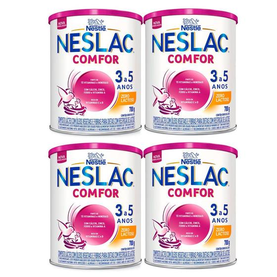 Kit 4 Neslac Comfor Composto Lácteo Zero Lactose 700g Menor preço em Kit 4 Neslac Comfor Composto Lácteo Zero Lactose 700g
