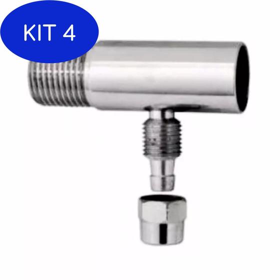 Imagem de Kit 4 Nipe Adaptador Metal Filtro Purificador Rosca1/2 -