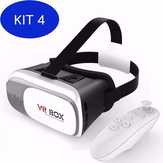 Imagem de Kit 4 Oculos De Realidade Virtual 3d + Controle Bluetooth -