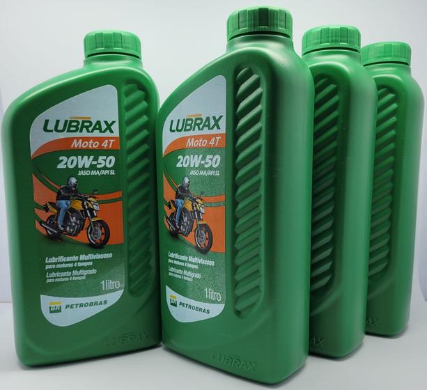 kIT 4 Óleo Lubrax Moto 4T 20W50 JASO MA/API SL Menor preço em kIT 4 Óleo Lubrax Moto 4T 20W50 JASO MA/API SL