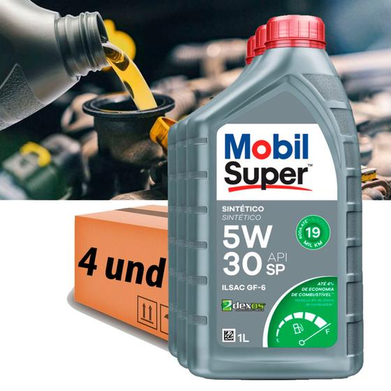 Imagem de Kit 4 Óleo Mobil Super Sp Api 5w30 100% Sintetico C/nf