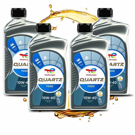 Imagem de Kit 4 Óleos Semi Sintético 10W-40 Quartz 7000 ACEA A3/B4 e API SN TotalEnergies