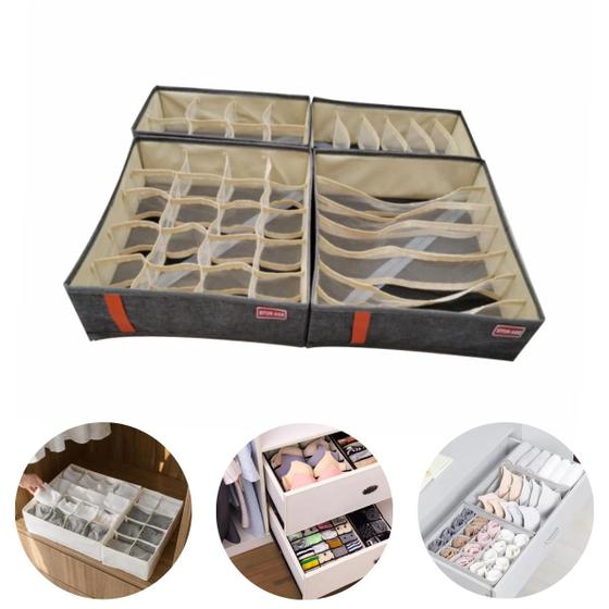 Imagem de Kit 4 Organizador Colmeia Gaveta Dobrável Com Divisórias