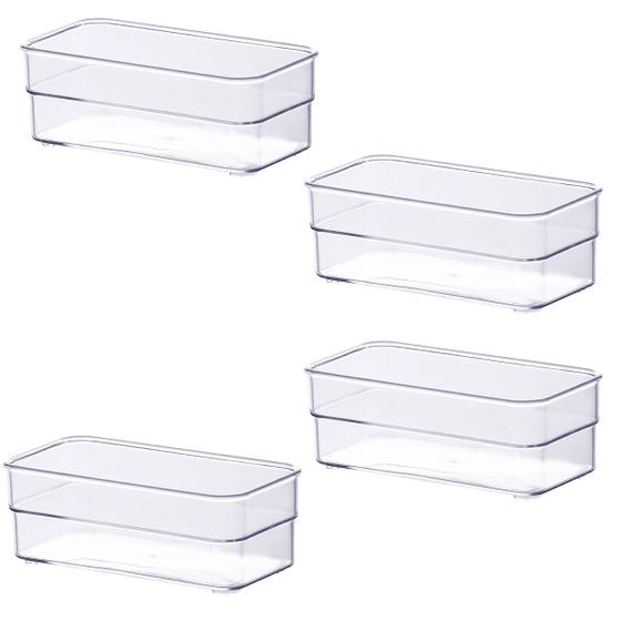 Imagem de Kit 4 Organizador de Gavetas 15x7,5x5,2Cm Transparente