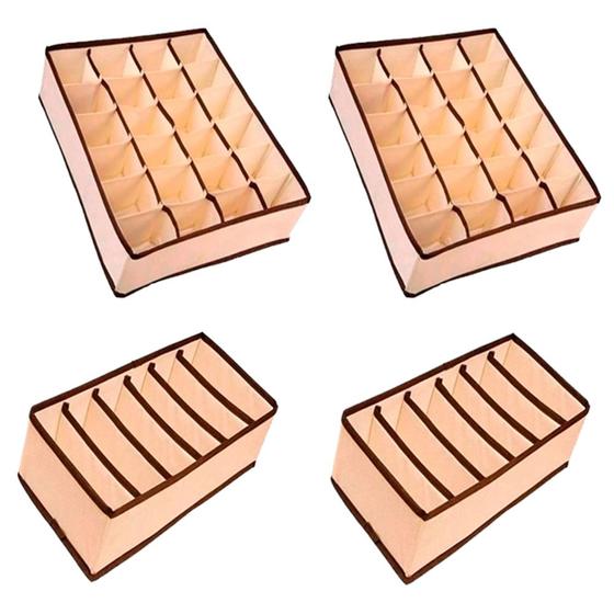 Kit 4 Organizador Gavetas TNT 2 de 24 Espaços e 2 de 6 Espaços Calcinhas Cuecas Sutiã Meia Lingerie Menor preço em Kit 4 Organizador Gavetas TNT 2 de 24 Espaços e 2 de 6 Espaços Calcinhas Cuecas Sutiã Meia Lingerie
