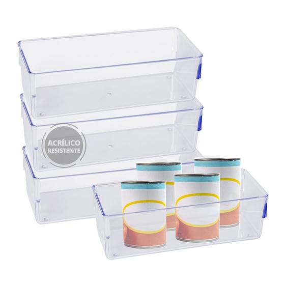 Imagem de Kit 4 Organizador Geladeira/cozinha Acrílico 11,5x34,8