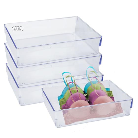 Imagem de Kit 4 Organizador Modular Cristal Closet Para Roupas Intimas Meias