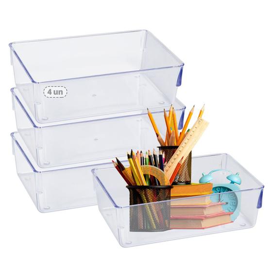 Imagem de Kit 4 Organizador Multiuso Modular Gaveta Acrílico Cristal Armário