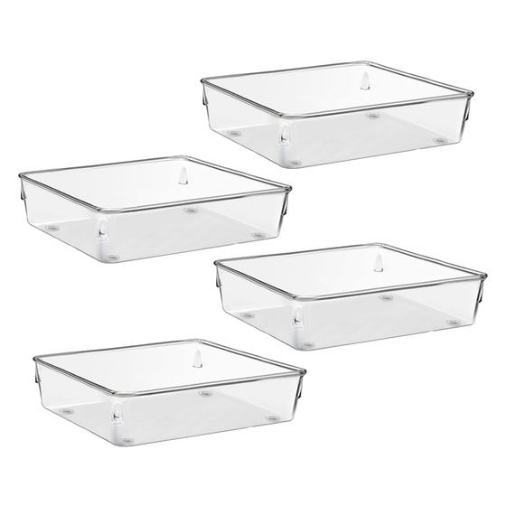 Imagem de Kit 4 Organizadores Quadrado Multiuso para Gavetas, Pote Acrílico Cristal Grande