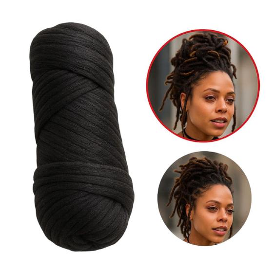 Imagem de Kit 4 Pacotes Cabelo Fio Panamá Preto P/ Tranças Ou Dreads