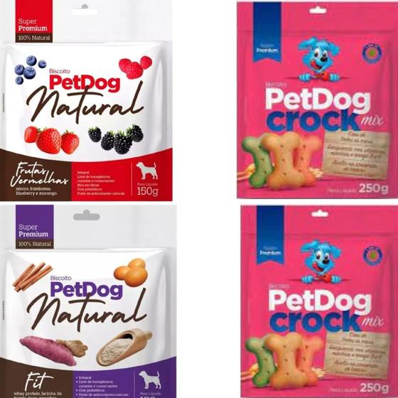 Imagem de Kit 4 Pacotes De Biscoitos Crock e Natural Petdog para Cães