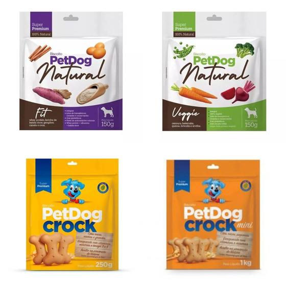 Imagem de Kit 4 Pacotes De Biscoitos Crock e Natural Petdog para Cães