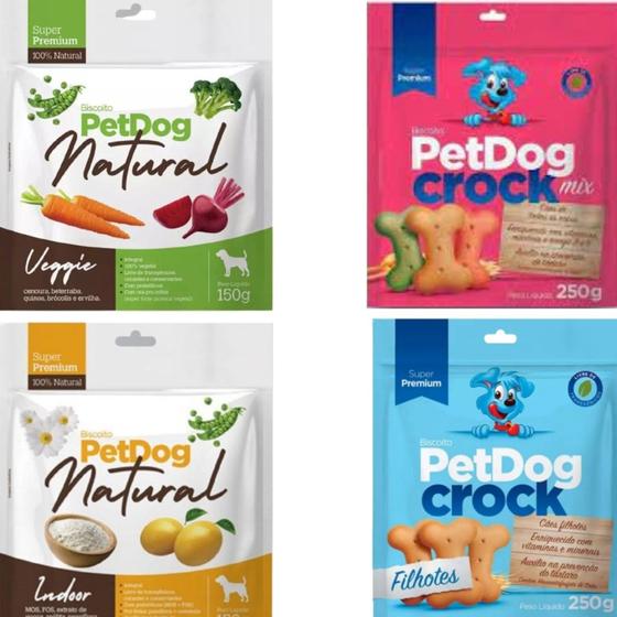 Imagem de Kit 4 Pacotes De Biscoitos Crock e Natural Petdog para Cães