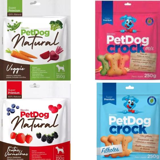 Imagem de Kit 4 Pacotes De Biscoitos Crock e Natural Petdog para Cães