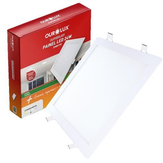 Imagem de Kit 4 Painel Plafon Led Quadrado Embutir 24w Luz Branca 6500K