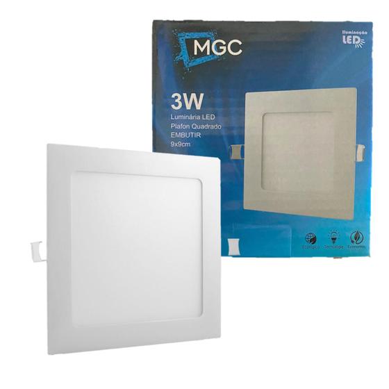 Imagem de Kit 4 Painel Plafon Led Quadrado Embutir 3w Branco Quente 3000K