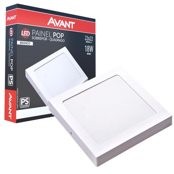 Imagem de Kit 4 Painel Plafon Quadrado Sobrepor 18w Branco Frio 6500k