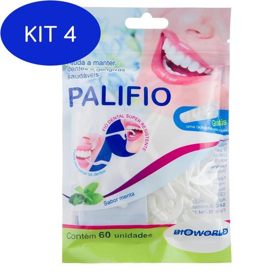 Imagem de Kit 4 Palifio Fio Dental Palito Dente Haste Flexível Higiene Bucal